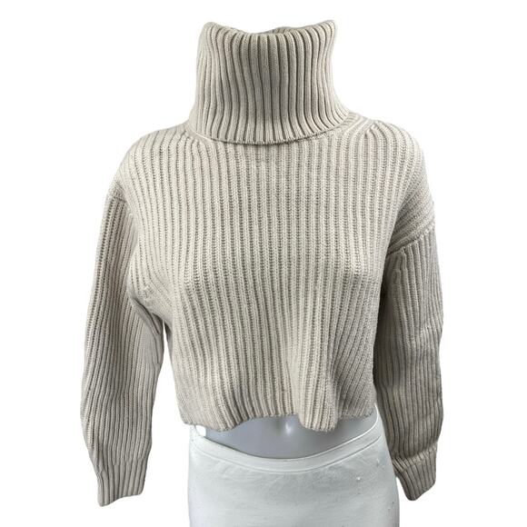 Aritzia Babaton Women's Gray Long Sleeve Ribbed Knit Turtleneck Sweater Top XS - Picture 1 of 3
